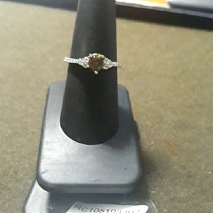 Lab Opal Ring with CZ sz 8